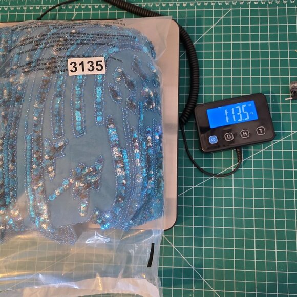 Vintage 80s Oleg Cassini Beaded Sequined Silk Blouse Teal Blue Glam Party - Picture 11 of 11